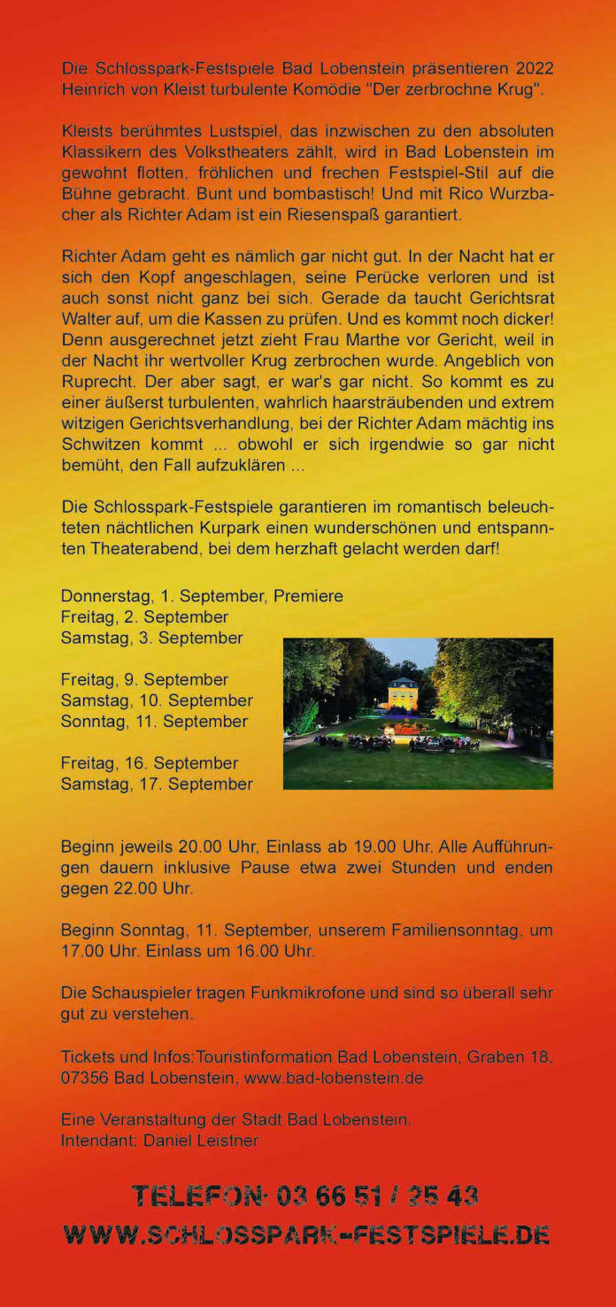 Info Flyer Schlosspark-Festspiele