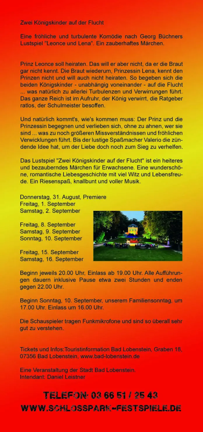 Info Flyer Schlosspark-Festspiele 2023